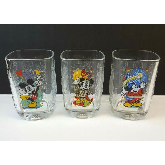 Set/3 McDonalds Walt Disney World Year 2000 Celebration Glasses Mickey Mouse - Picture 1 of 7